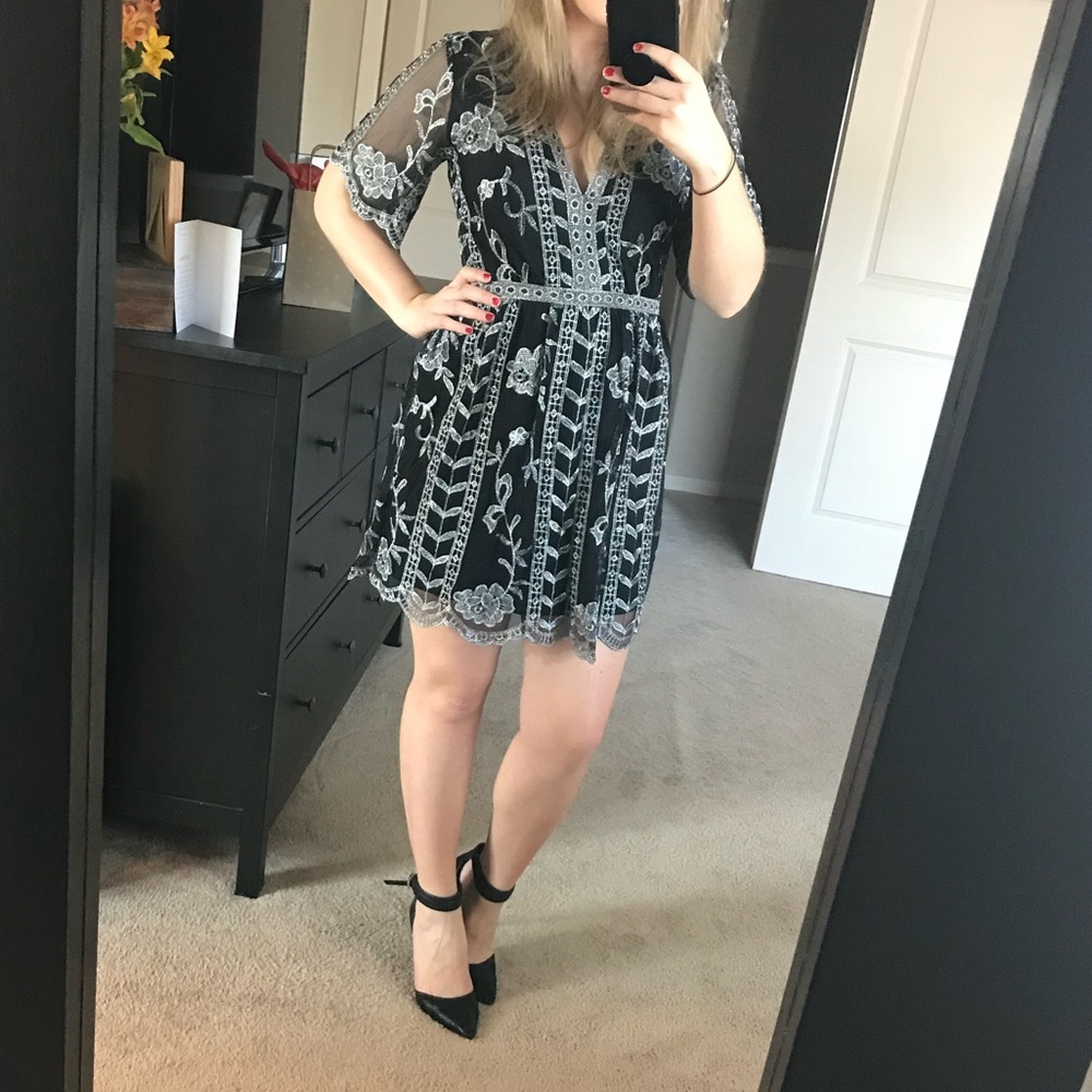 Socialite Plunging Lace Dress